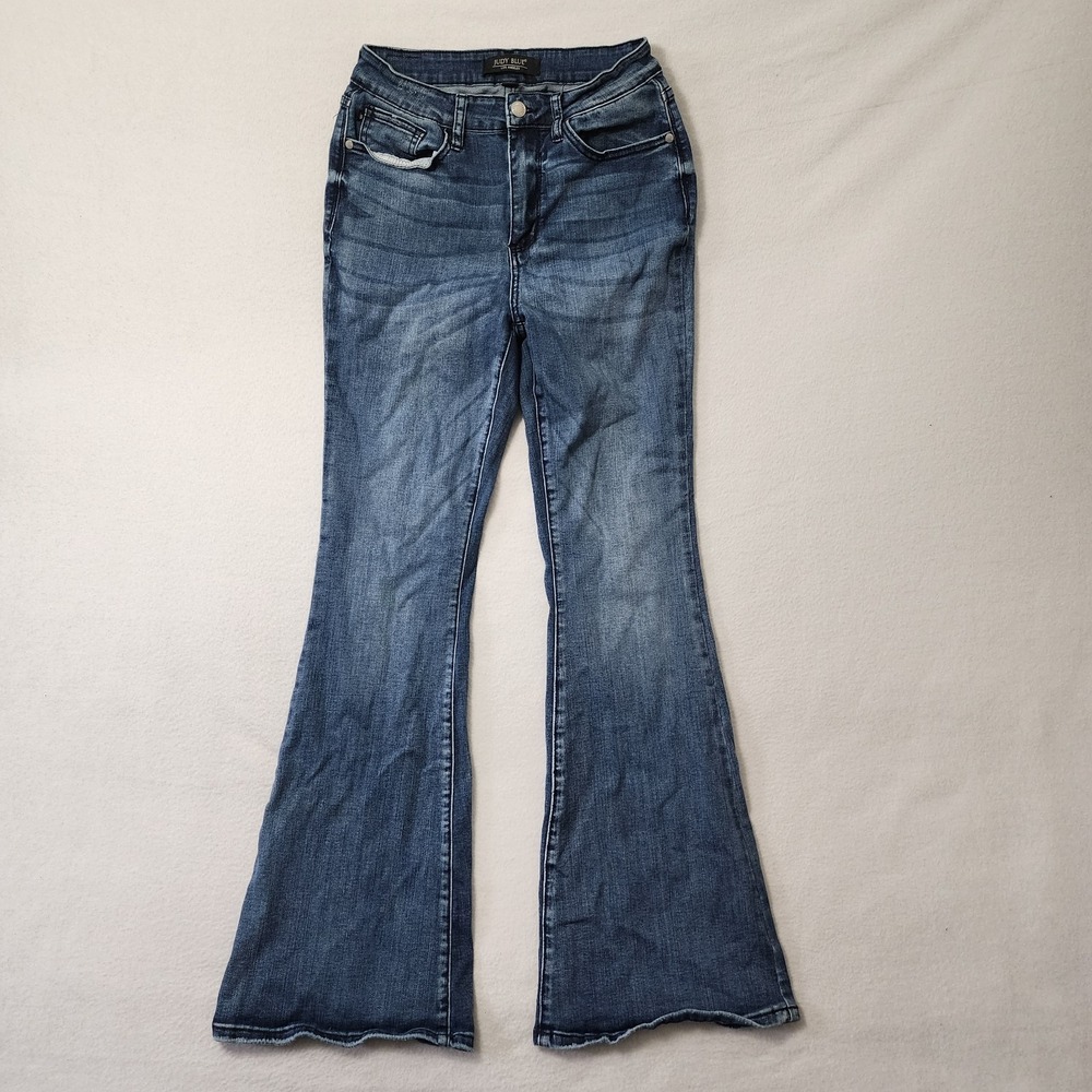 Judy Blue Flare Jeans Womens 7/28 Blue Wide Leg Stretch Denim JB82288-JS MD